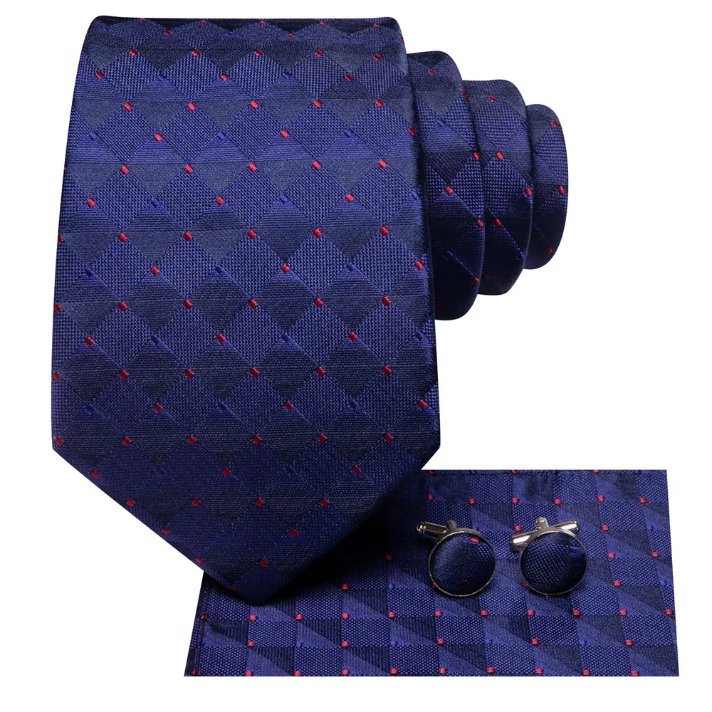 Ties2you Sapphire Blue Men's Necktie Pocket Square Cufflinks Set sold by Ties2You product image thumbnail 4