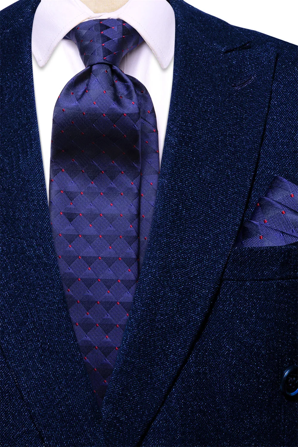 Ties2you Sapphire Blue Men's Necktie Pocket Square Cufflinks Set sold by Ties2You product image thumbnail 3