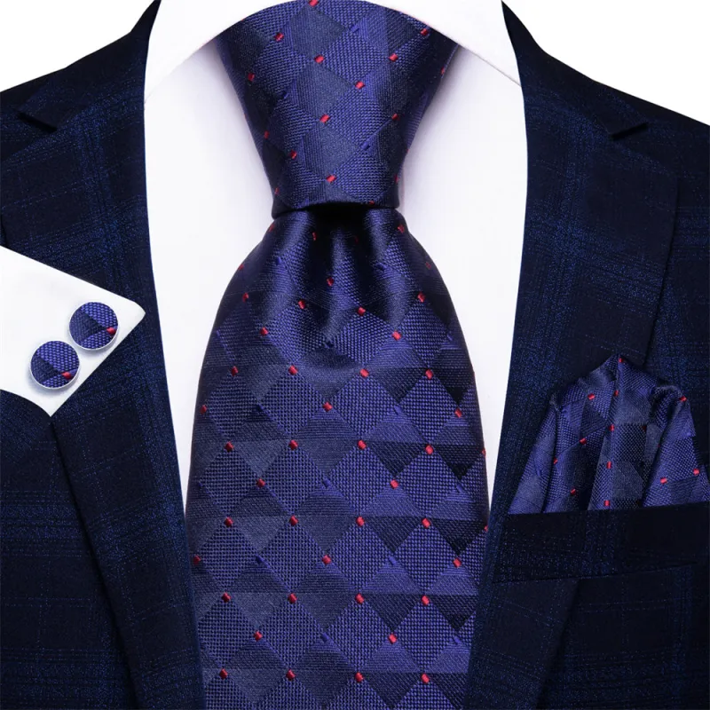 Ties2you Sapphire Blue Men's Necktie Pocket Square Cufflinks Set sold by Ties2You
