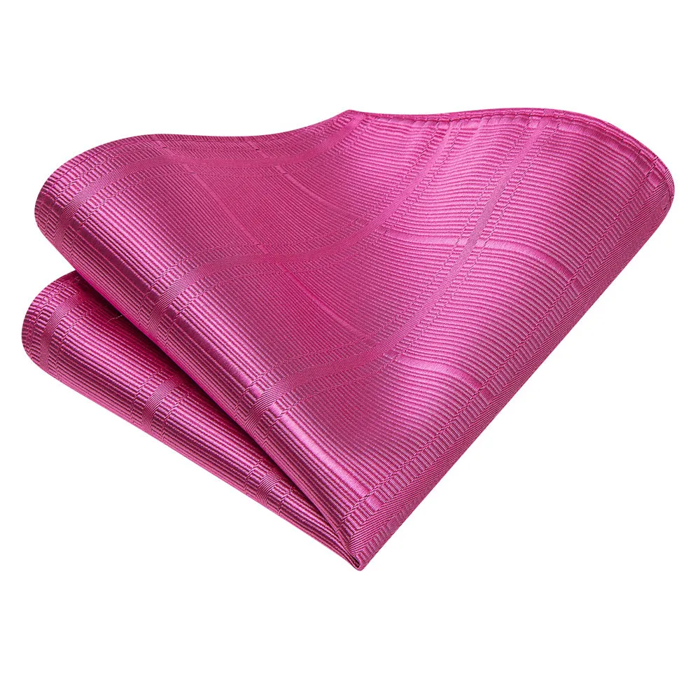 Ties2you Rosy Pink Plaid Silk Men's Necktie Hanky Cufflinks Set sold by Ties2You product image thumbnail 5