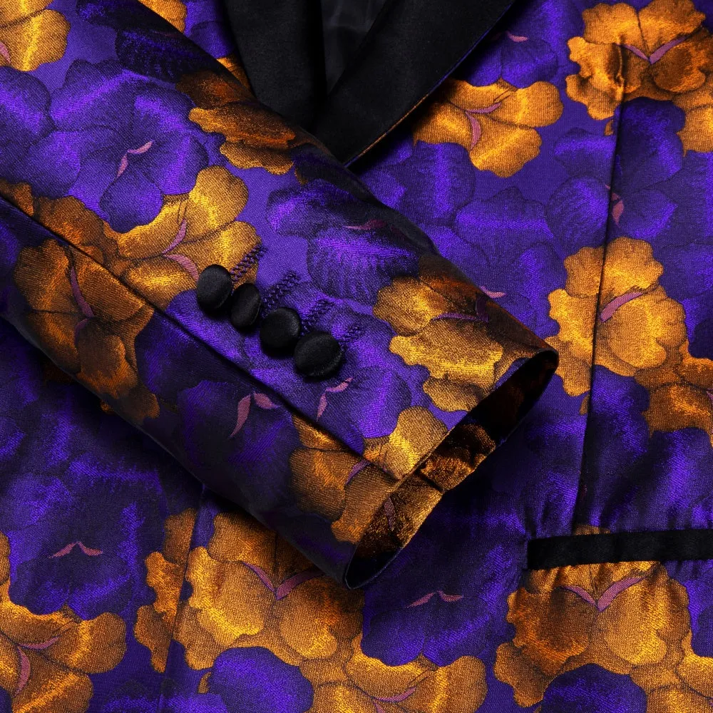 Ties2you Purple Burnt Orange Floral Silk Shawl Collar Slim Fit Suit for Men sold by Ties2You product image thumbnail 5