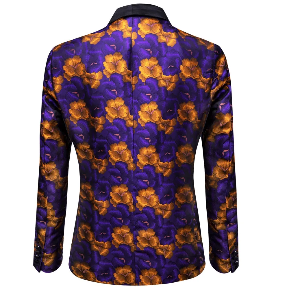 Ties2you Purple Burnt Orange Floral Silk Shawl Collar Slim Fit Suit for Men sold by Ties2You product image thumbnail 2