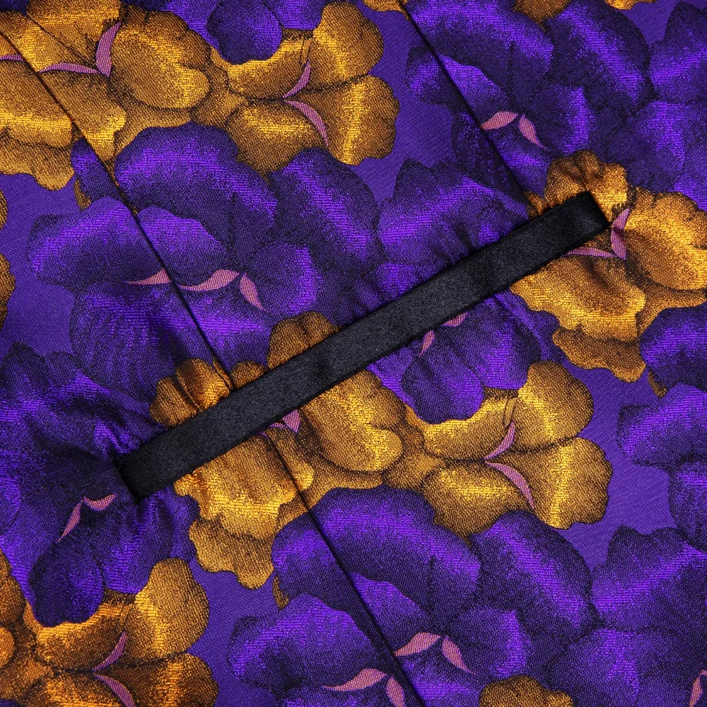 Ties2you Purple Burnt Orange Floral Silk Shawl Collar Slim Fit Suit for Men sold by Ties2You product image thumbnail 4