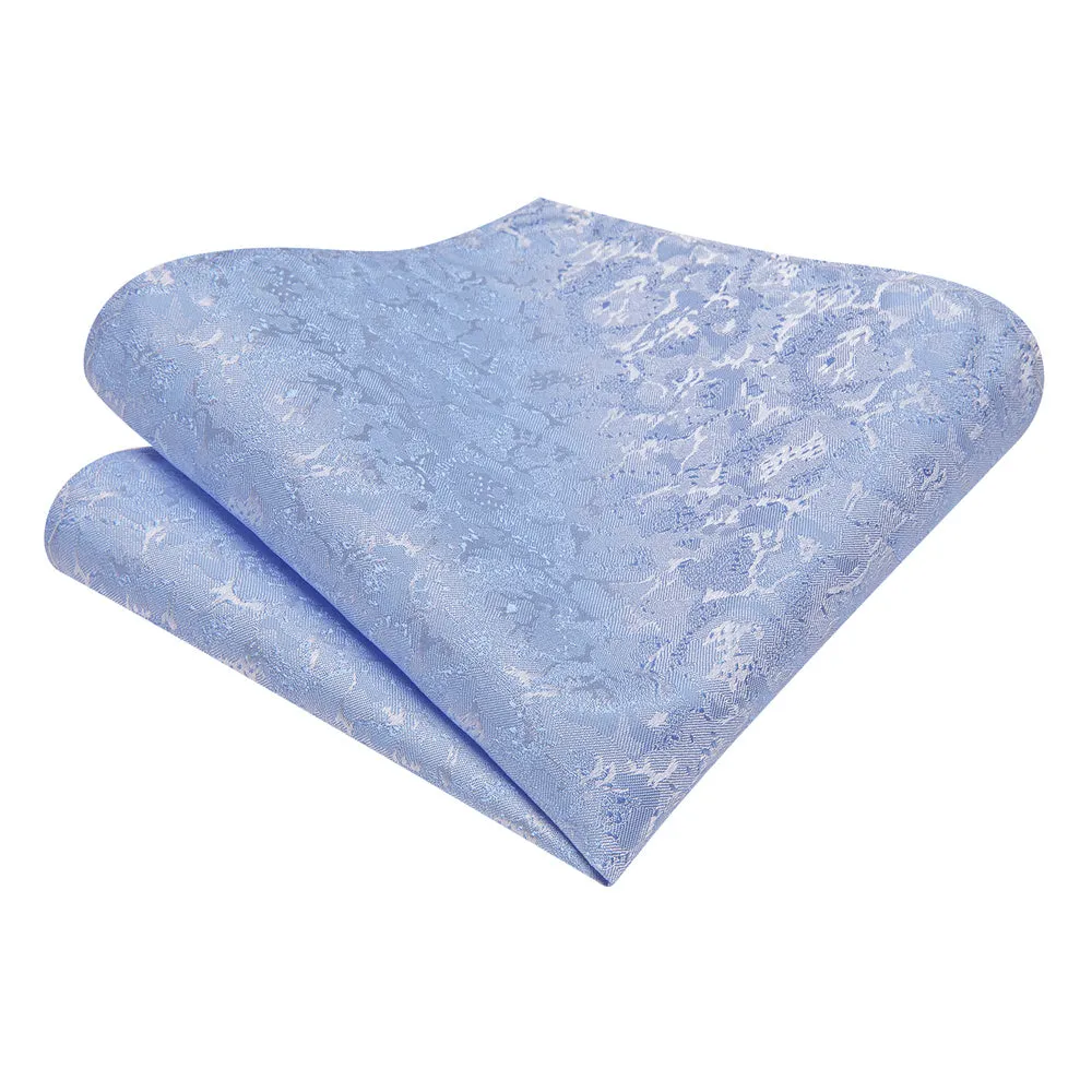 Ties2you Pale Sky Blue Floral Jacquard Silk Men's Necktie Pocket Square Cufflinks Set sold by Ties2You product image thumbnail 5