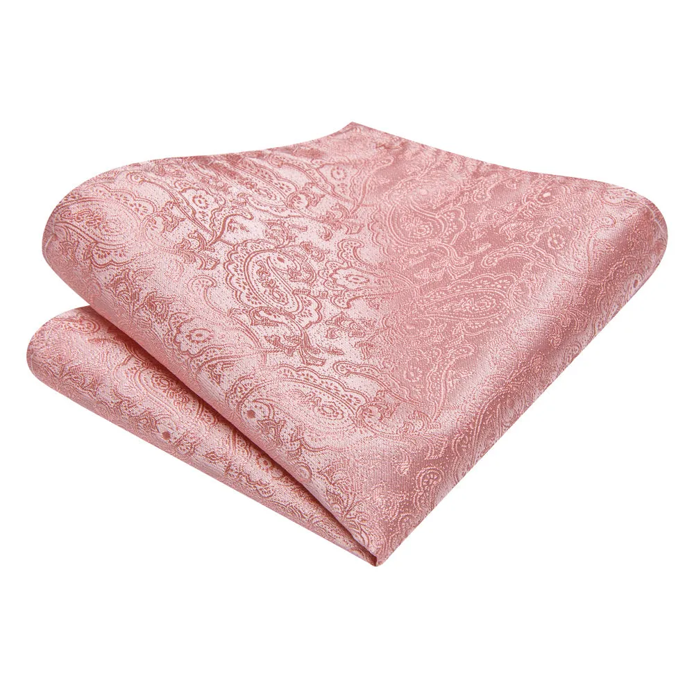 Ties2you Pink Paisley Men's Necktie Pocket Square Cufflinks Set sold by Ties2You product image thumbnail 5