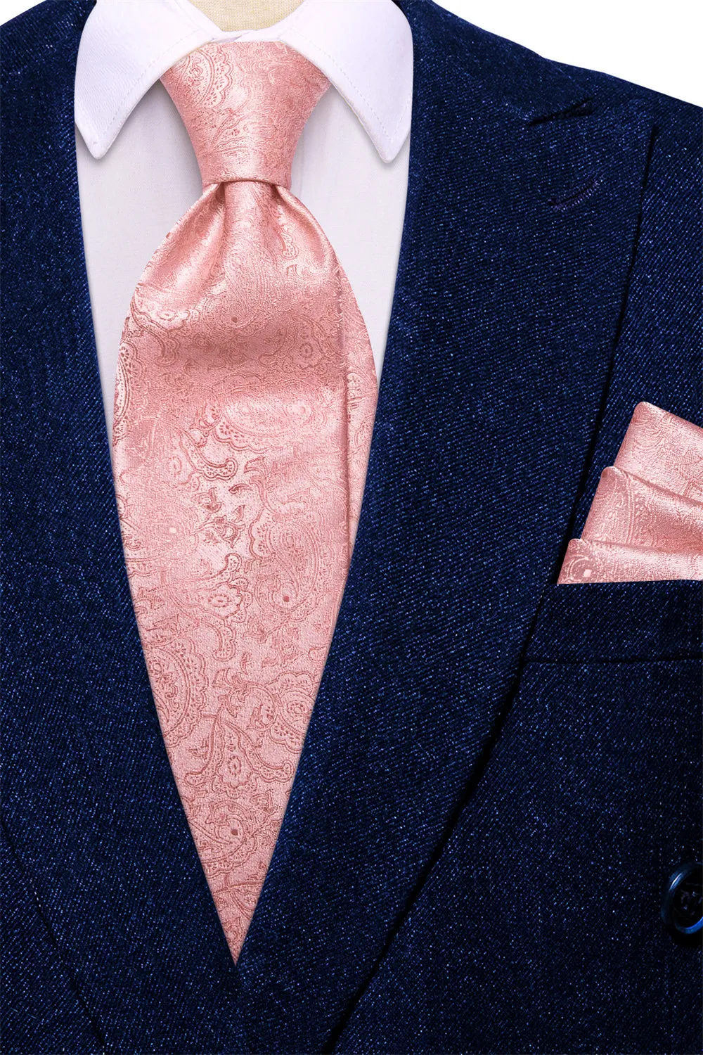 Ties2you Pink Paisley Men's Necktie Pocket Square Cufflinks Set sold by Ties2You product image thumbnail 3