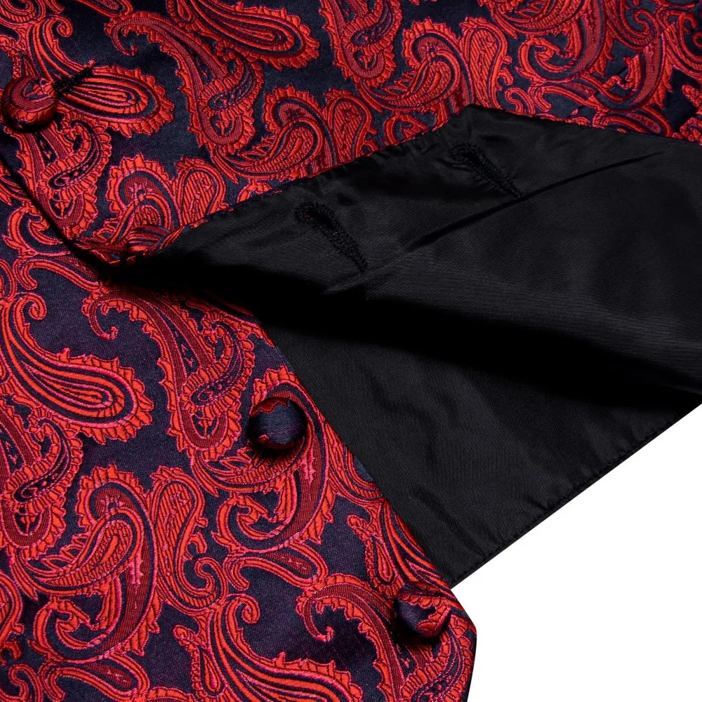 Ties2you Red Black Paisley Waistcoat Vest Necktie Set for Men sold by Ties2You product image thumbnail 4