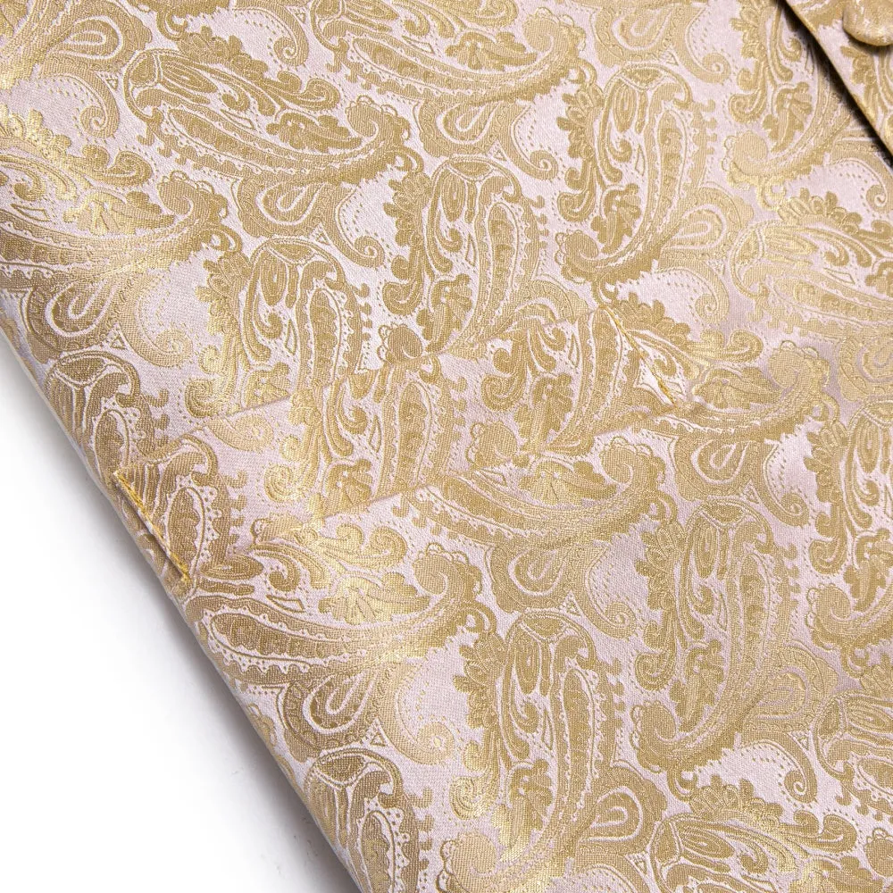 Ties2you Champagne Paisley Pattern Waistcoat Vest Necktie Set for Men sold by Ties2You product image thumbnail 4