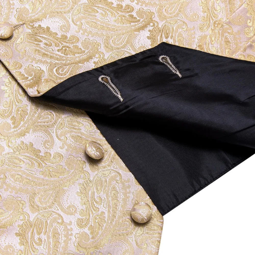 Ties2you Champagne Paisley Pattern Waistcoat Vest Necktie Set for Men sold by Ties2You product image thumbnail 5