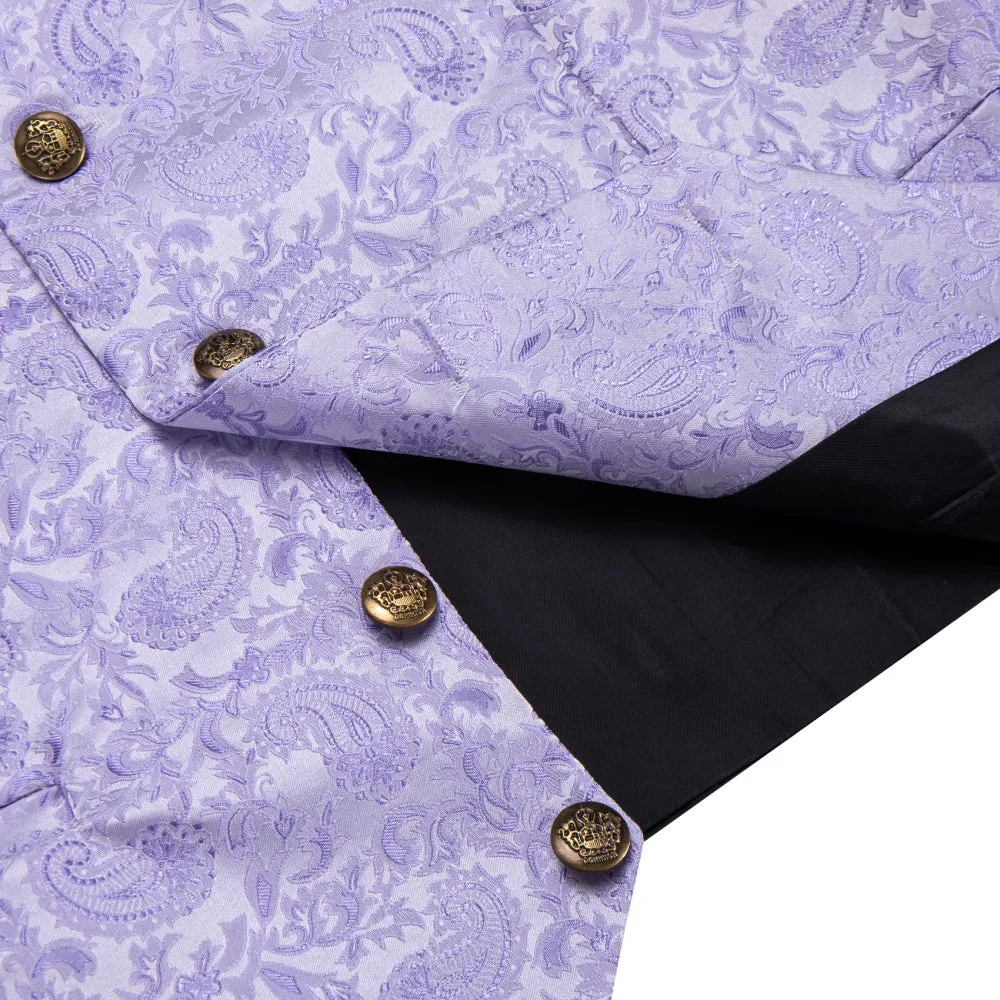 Ties2you Lavender Collar Vest Paisley Slim Fit Suit Waistcoat Tie Hanky Cufflinks Set sold by Ties2You product image thumbnail 4
