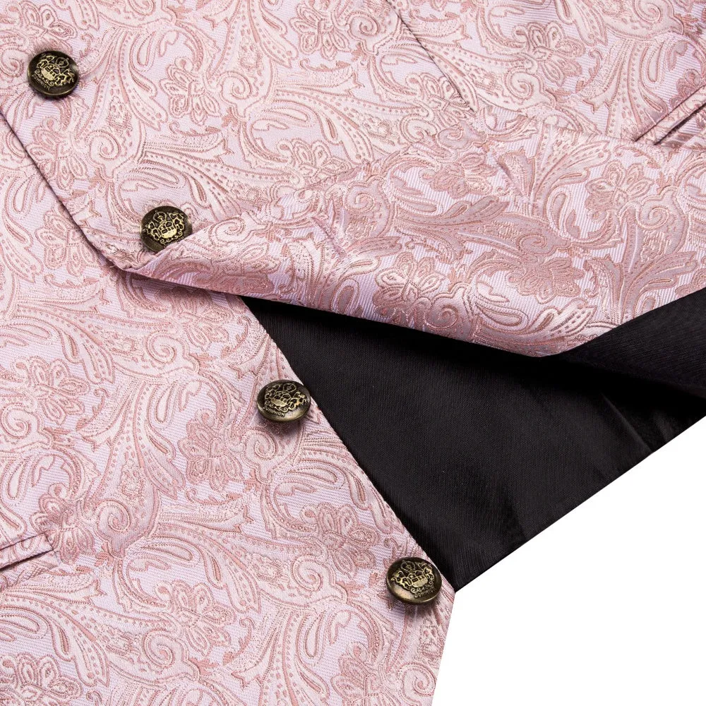 Ties2you Paisley Waistcoat Pink Jacquard Notched Lapel Vest Tie Set sold by Ties2You product image thumbnail 5