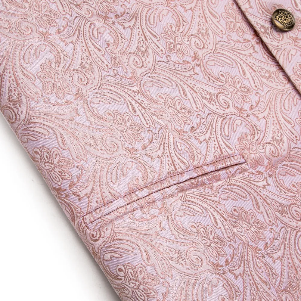 Ties2you Paisley Waistcoat Pink Jacquard Notched Lapel Vest Tie Set sold by Ties2You product image thumbnail 4