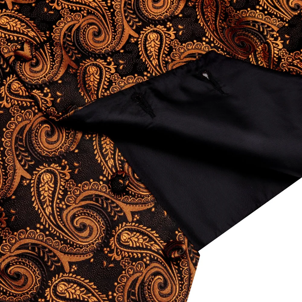 Ties2you Paisley Vest Rust Orange Jacquard Black V-Neck Vest Tie Set sold by Ties2You product image thumbnail 5