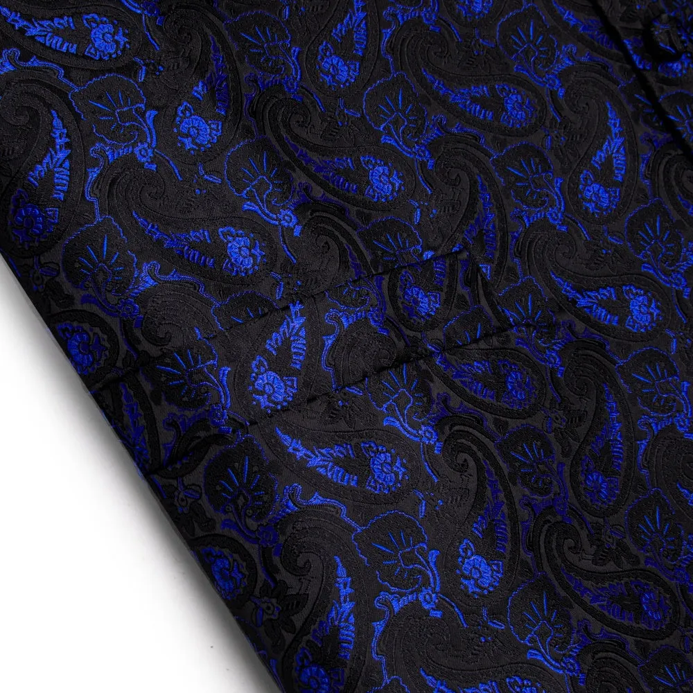Ties2you Royal Blue Waistcoat Paisley Black Sleeveless Vest Tie Set sold by Ties2You product image thumbnail 4