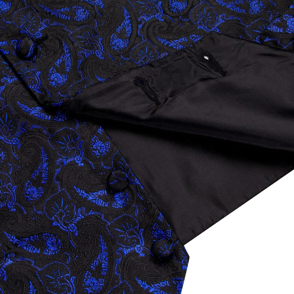 Ties2you Royal Blue Waistcoat Paisley Black Sleeveless Vest Tie Set sold by Ties2You product image thumbnail 5