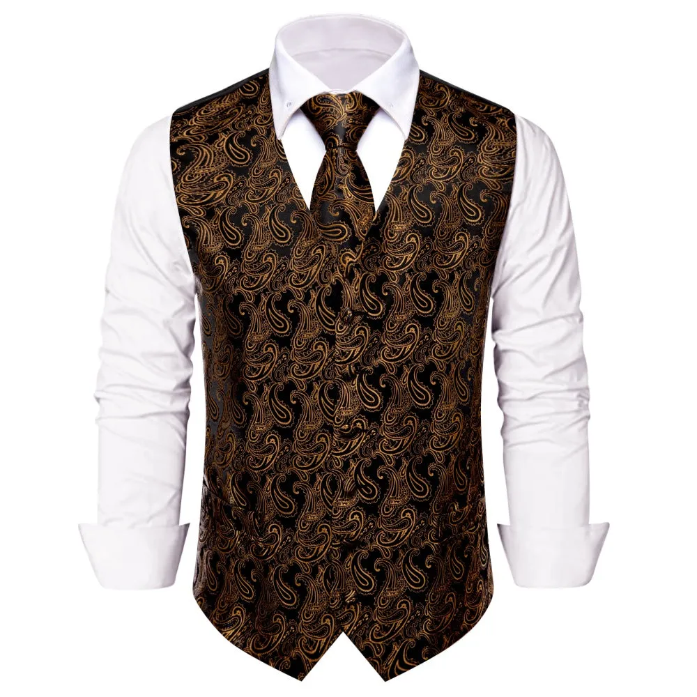 Ties2you Brown Paisley Sleeveless Wedding Vest Necktie Set for Men sold by Ties2You product image thumbnail 2