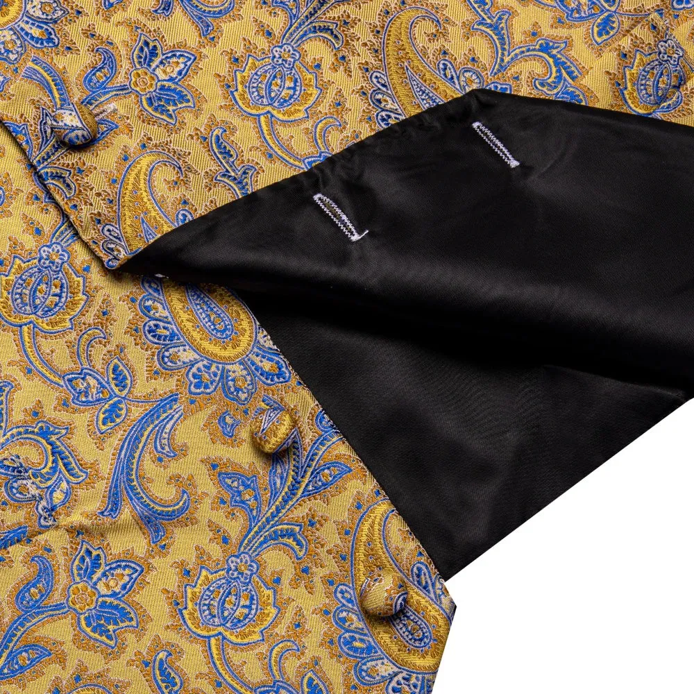 Ties2you Light Yellow V-Neck Waistcoat Blue Paisley Vest Necktie Set sold by Ties2You product image thumbnail 5