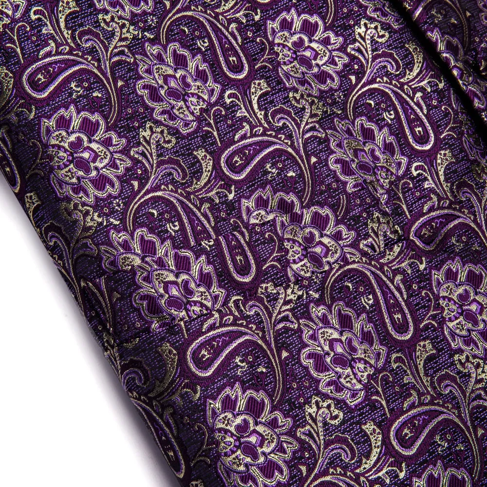 Ties2you V-Neck Waistcoat Purple Beige Paisley Men's Vest Necktie Set sold by Ties2You product image thumbnail 4