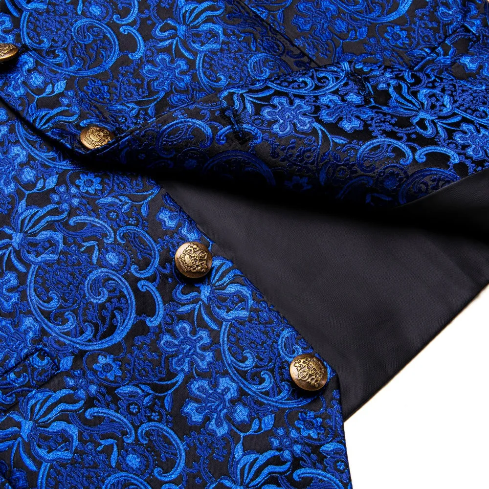 Ties2you Royal Blue Suit Vest Paisley Business Silm Fit Dress Vest Tie Hanky Cufflinks Set sold by Ties2You product image thumbnail 5