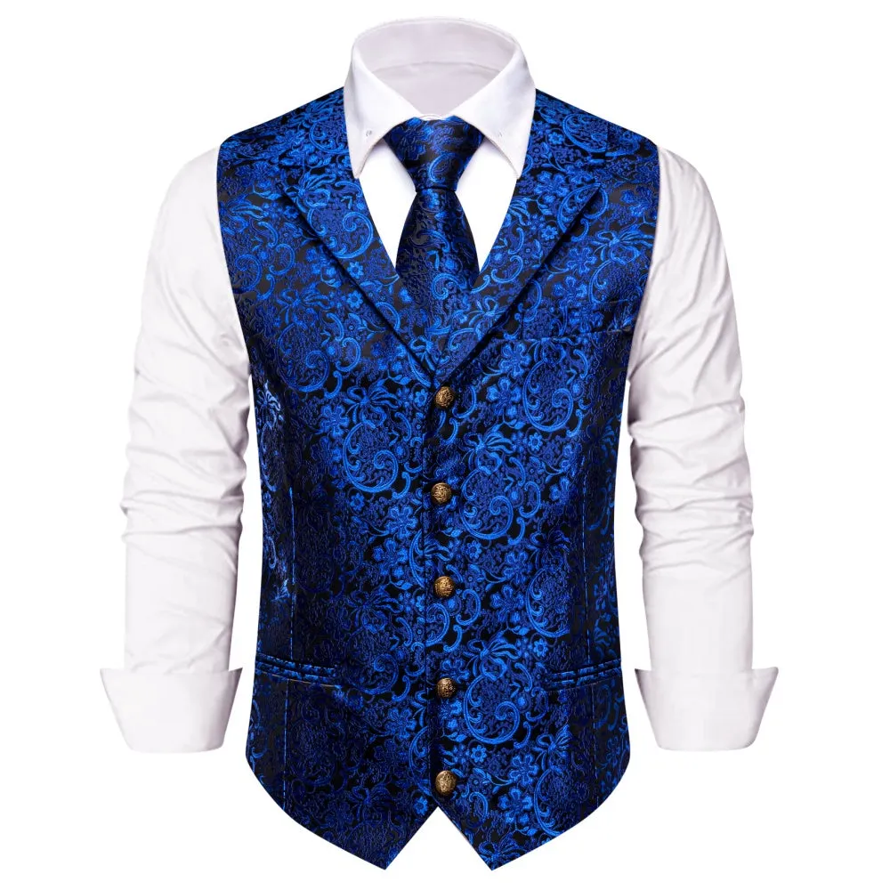 Ties2you Royal Blue Suit Vest Paisley Business Silm Fit Dress Vest Tie Hanky Cufflinks Set sold by Ties2You product image thumbnail 2