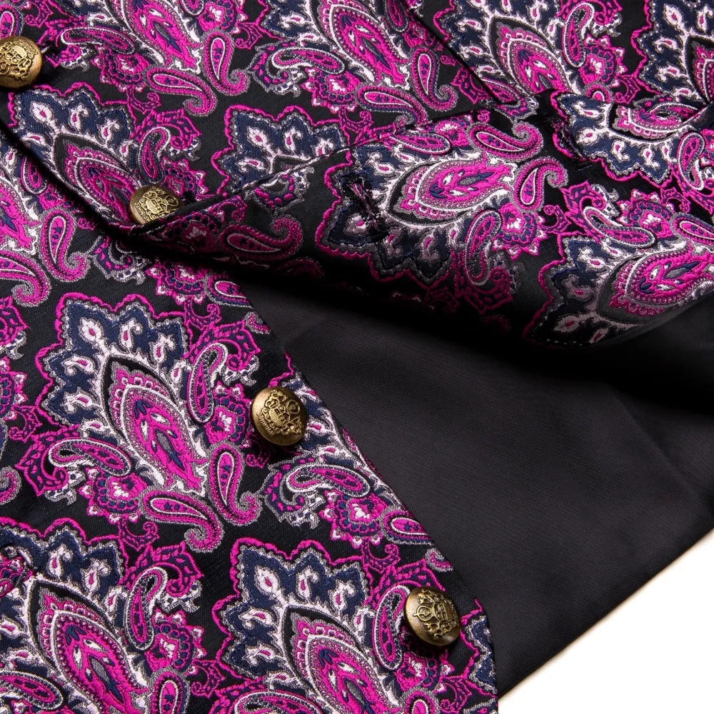 Ties2you Purple Paisley Men's Vest Necktie Handkerchief Cufflinks Set sold by Ties2You product image thumbnail 5