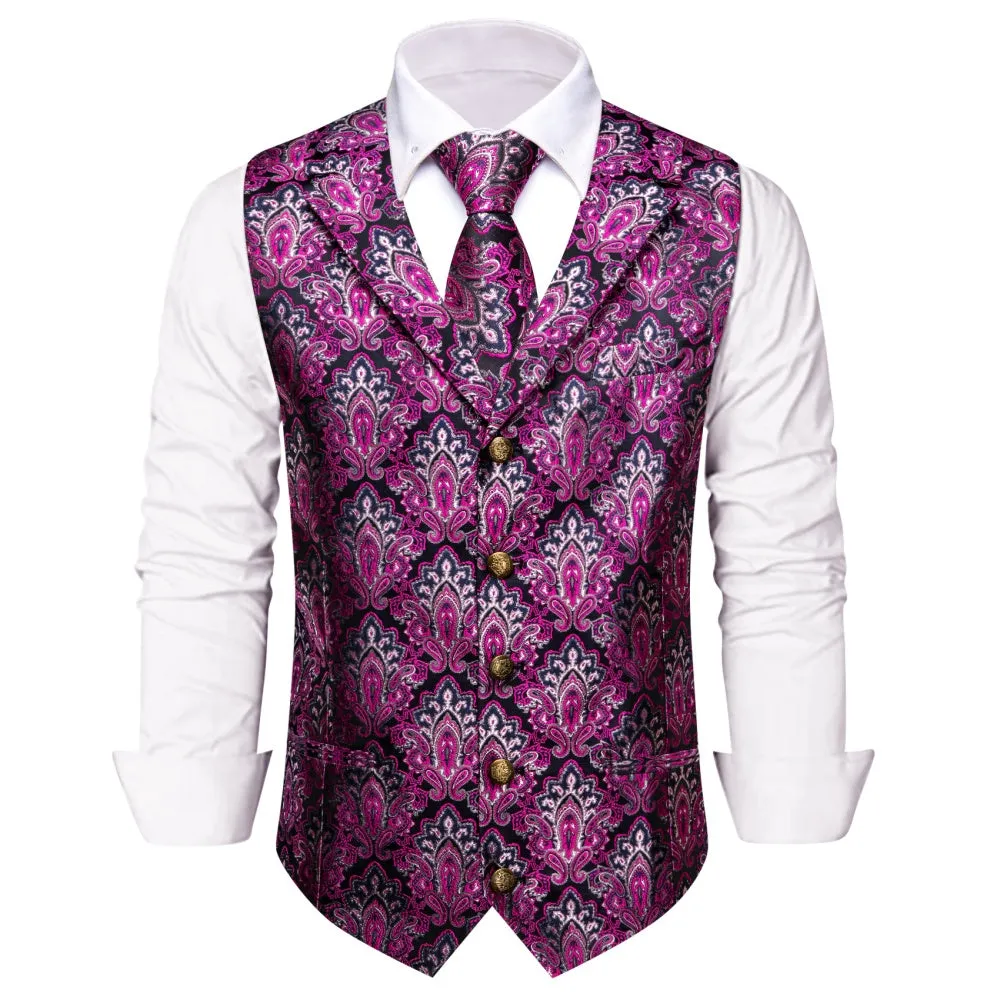Ties2you Purple Paisley Men's Vest Necktie Handkerchief Cufflinks Set sold by Ties2You product image thumbnail 3