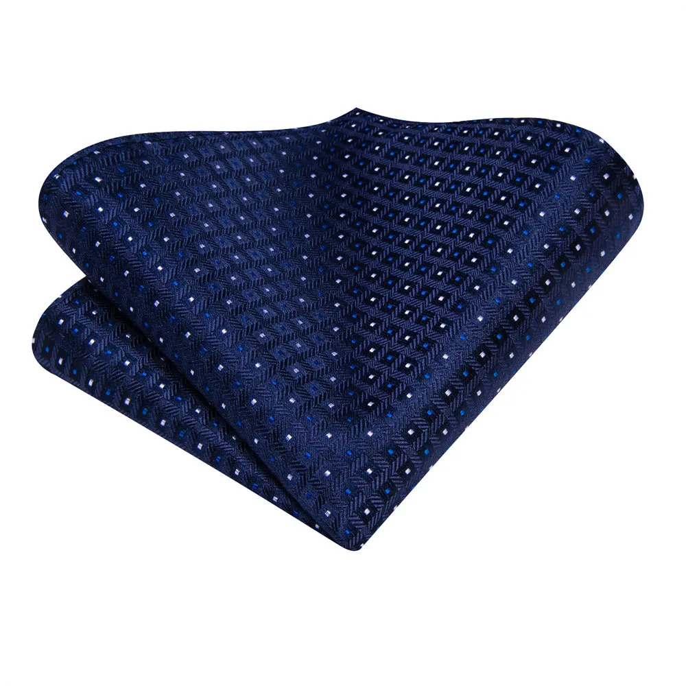 Ties2you Navy Blue Polka Dot Silk Ascot Cravat Pocket Square Cufflinks Set sold by Ties2You product image thumbnail 4