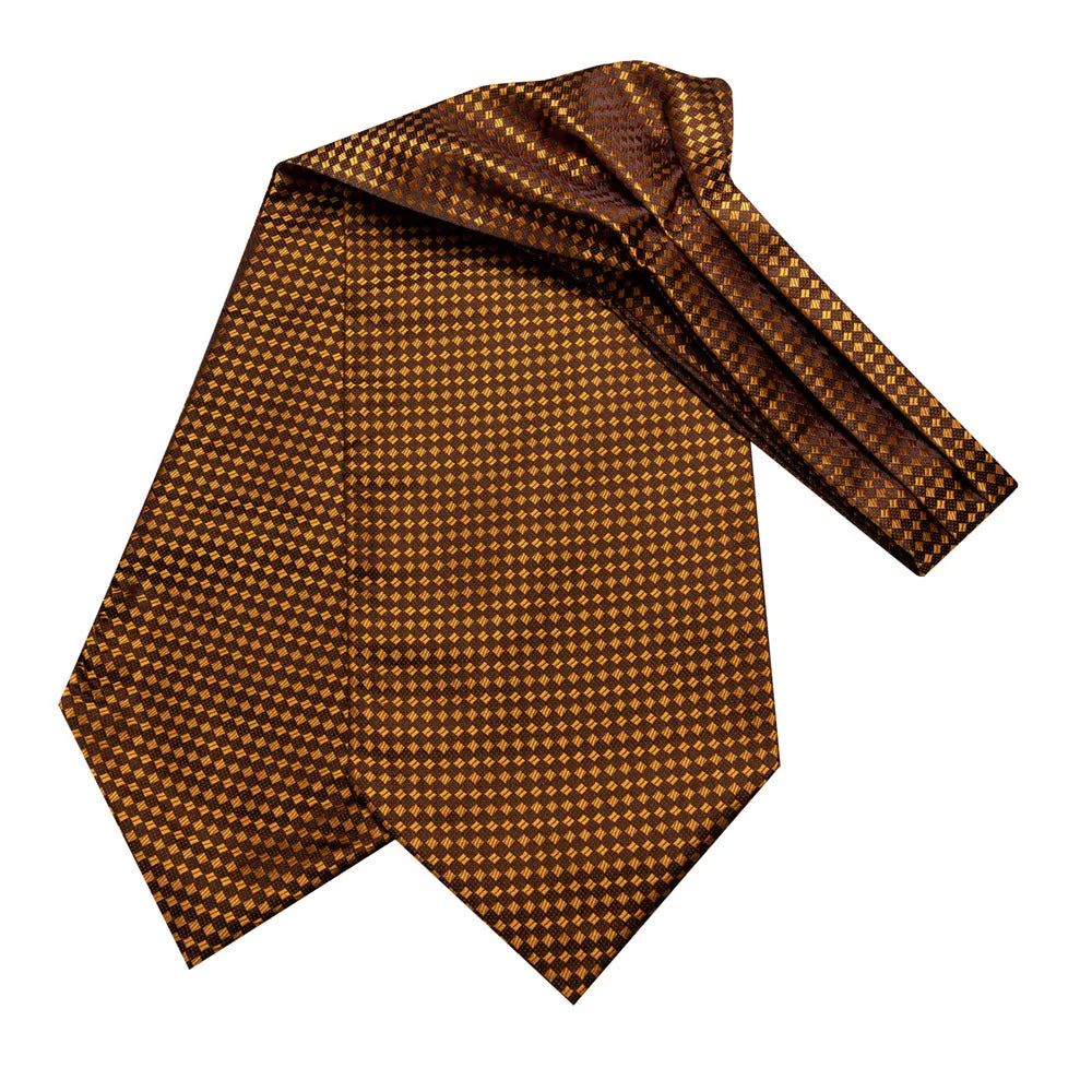 Ties2you Gold Geometric Silk Ascot Cravat Pocket Square Cufflinks Set sold by Ties2You product image thumbnail 3