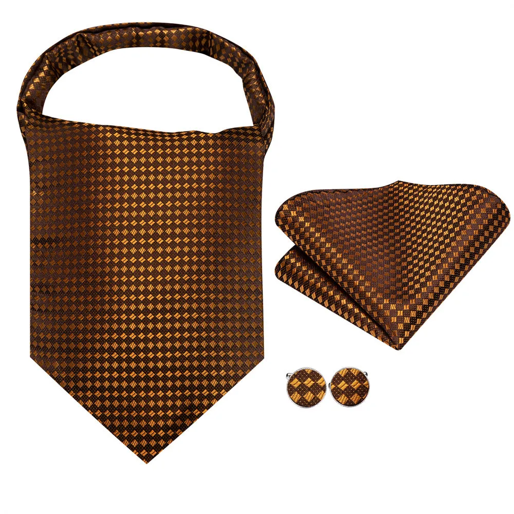 Ties2you Gold Geometric Silk Ascot Cravat Pocket Square Cufflinks Set sold by Ties2You product image thumbnail 5