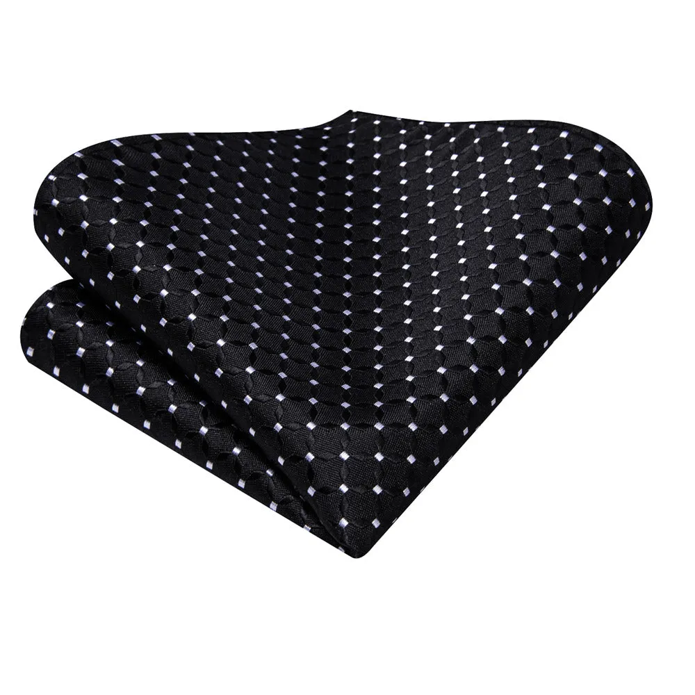 Ties2you Black White Polka Dot Silk Ascot Cravat Pocket Square Cufflinks Set sold by Ties2You product image thumbnail 4