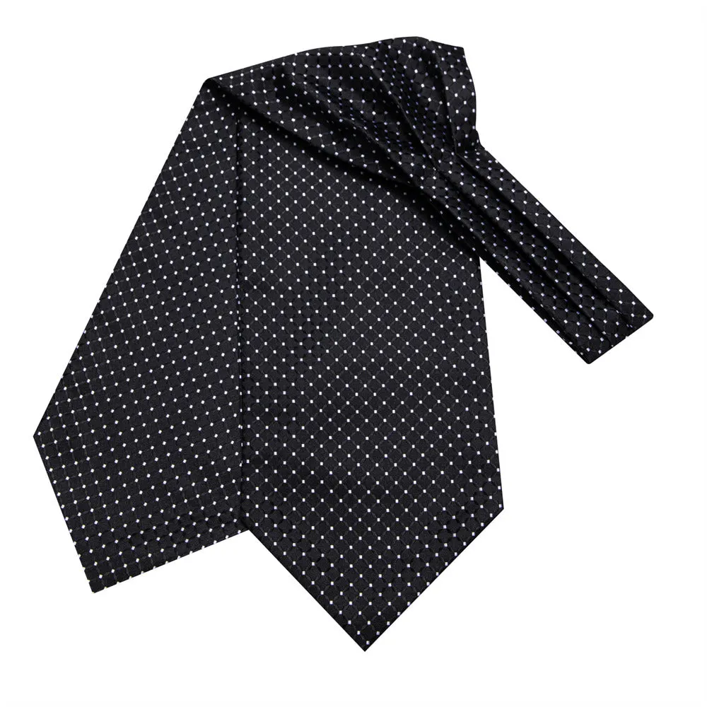 Ties2you Black White Polka Dot Silk Ascot Cravat Pocket Square Cufflinks Set sold by Ties2You product image thumbnail 3