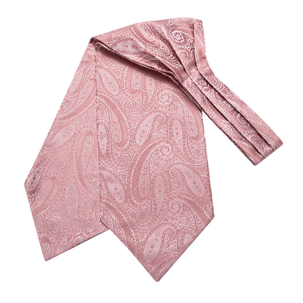 Ties2you Pink Paisley Silk Ascot Cravat Tie Pocket Square Cufflinks Set sold by Ties2You product image thumbnail 3