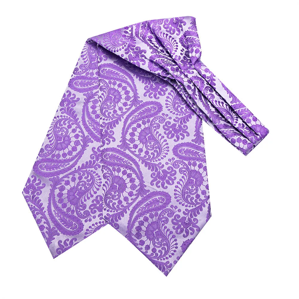 Ties2you Amethyst Purple Paisley Silk Ascot Cravat Tie Pocket Square Cufflinks Set sold by Ties2You product image thumbnail 3