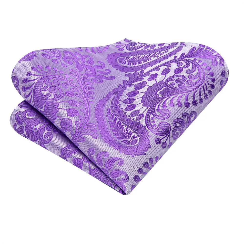 Ties2you Amethyst Purple Paisley Silk Ascot Cravat Tie Pocket Square Cufflinks Set sold by Ties2You product image thumbnail 4