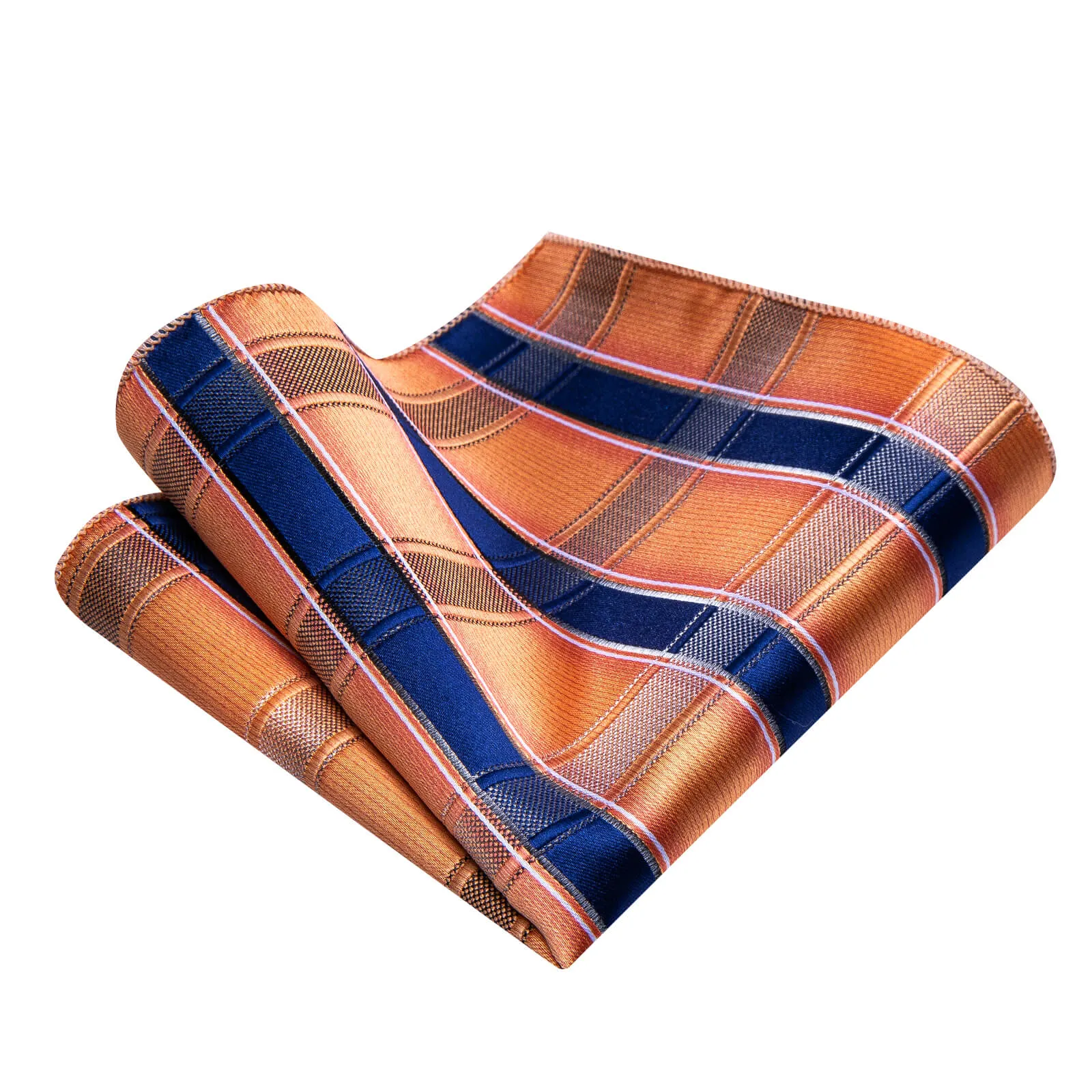 Ties2you Orange Navy Striped Necktie Pocket Square Cufflinks Set sold by Ties2You product image thumbnail 2