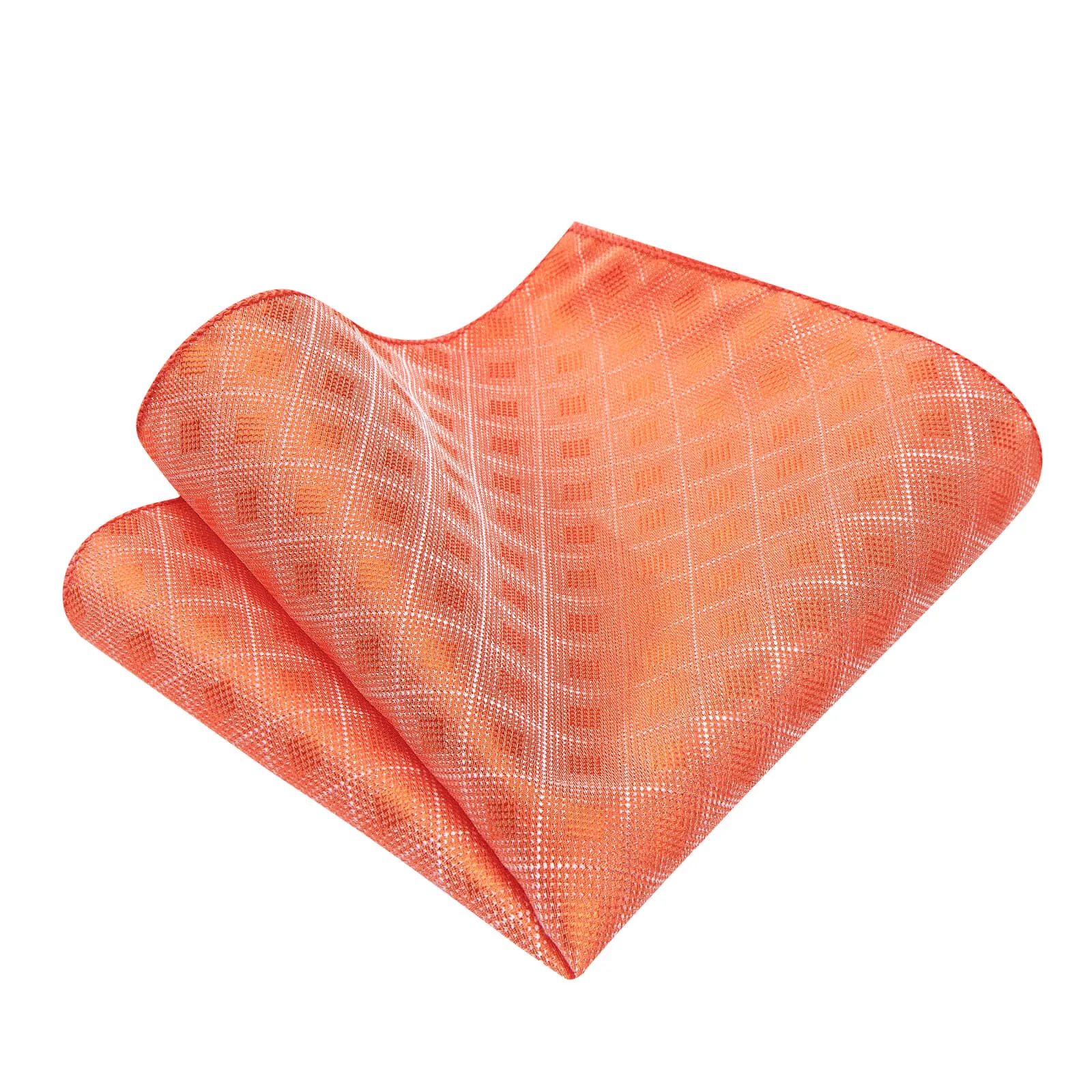 Ties2you Light Orange Plaid Necktie Pocket Square Cufflinks Set sold by Ties2You product image thumbnail 2