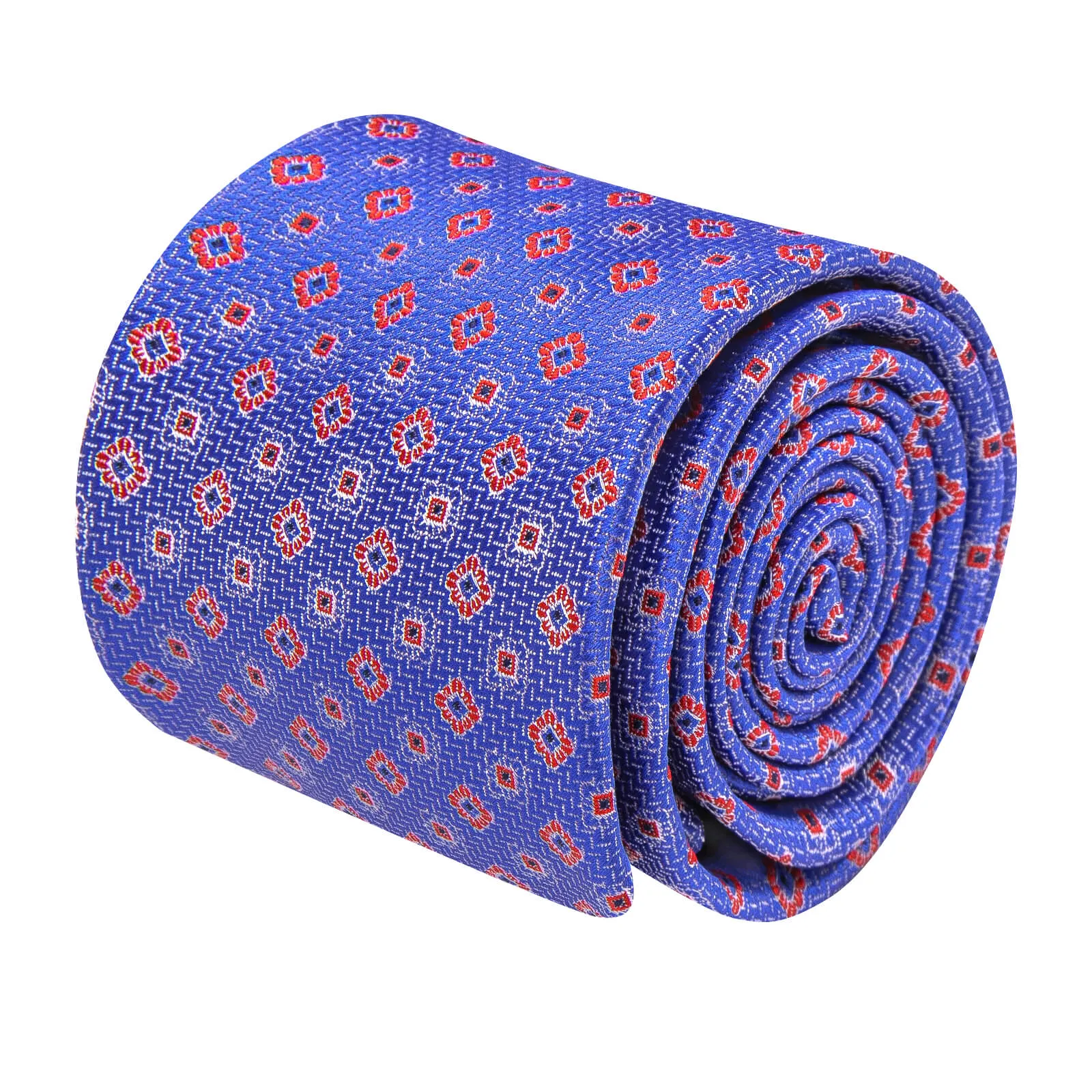 Ties2you Blue Tie Red Floral Necktie Pocket Square Cufflinks Set sold by Ties2You product image thumbnail 3