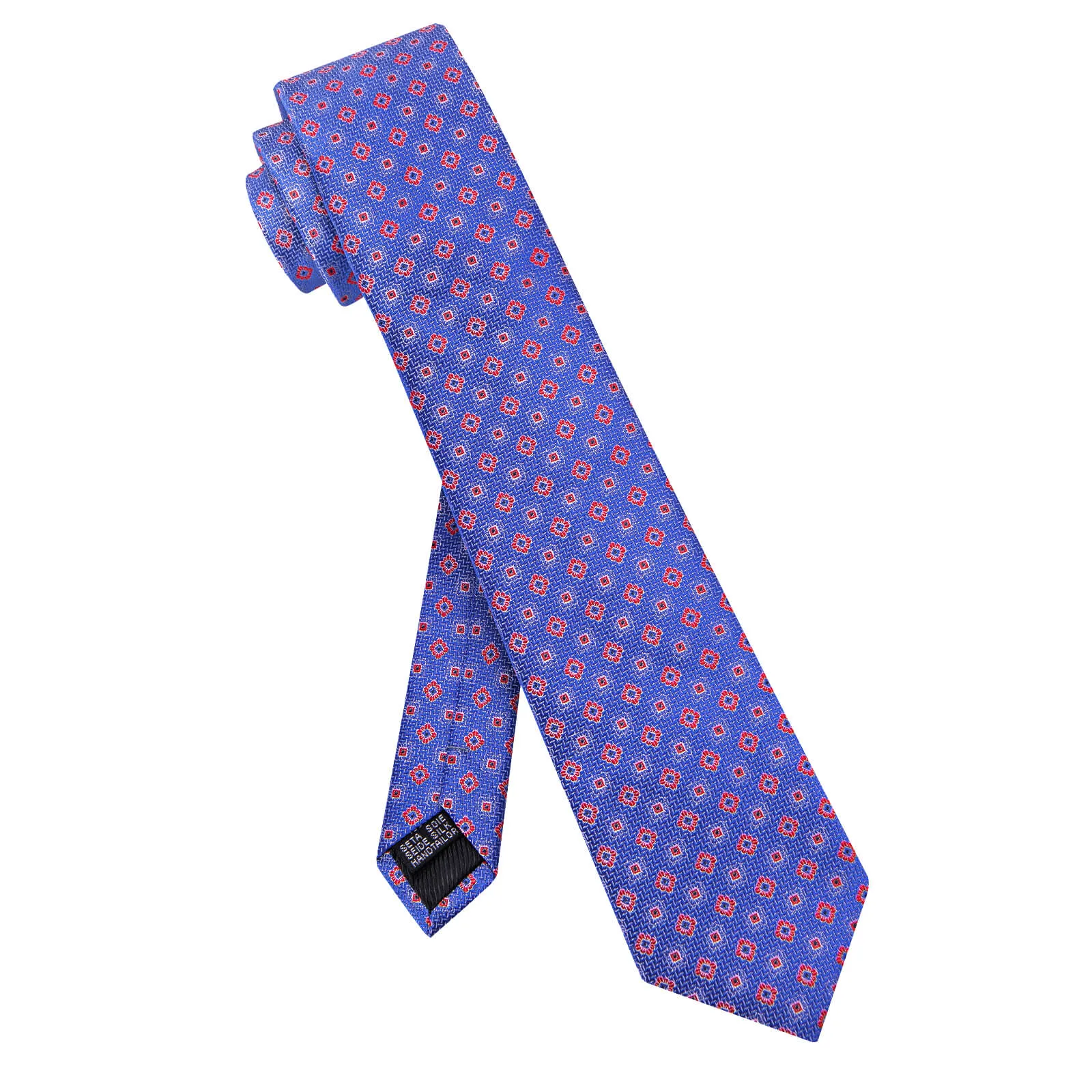 Ties2you Blue Tie Red Floral Necktie Pocket Square Cufflinks Set sold by Ties2You product image thumbnail 4