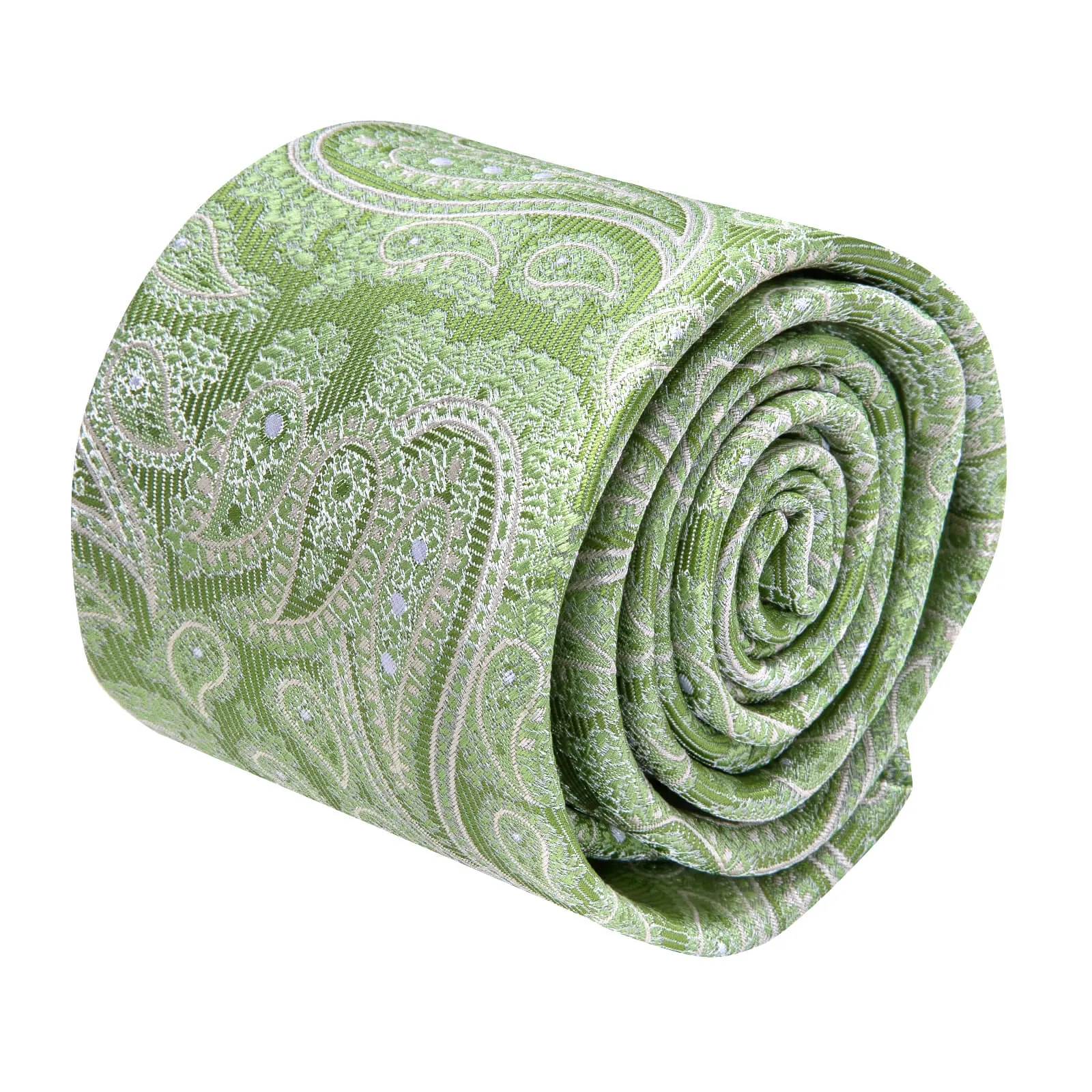 Ties2you Olivine Green Paisley Necktie Pocket Square Cufflinks Set sold by Ties2You product image thumbnail 3