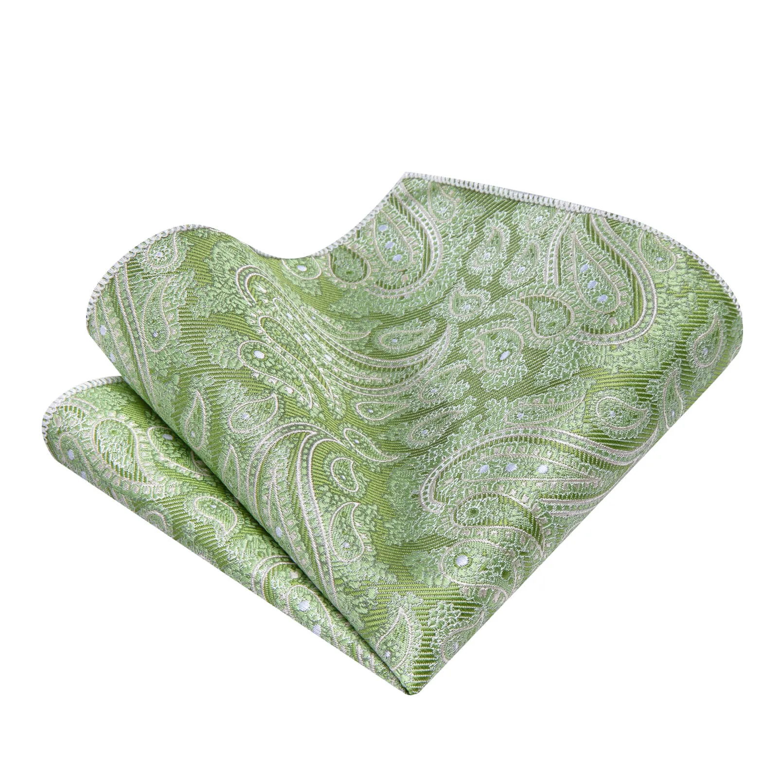 Ties2you Olivine Green Paisley Necktie Pocket Square Cufflinks Set sold by Ties2You product image thumbnail 2