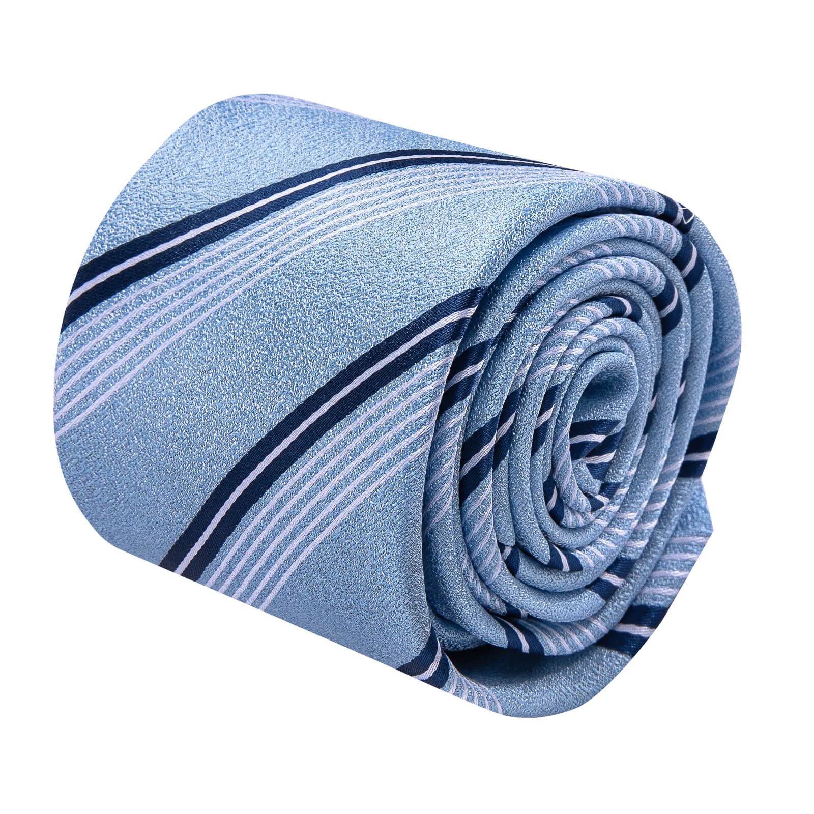 Ties2you Light Blue Striped Necktie Pocket Square Cufflinks Set sold by Ties2You product image thumbnail 3