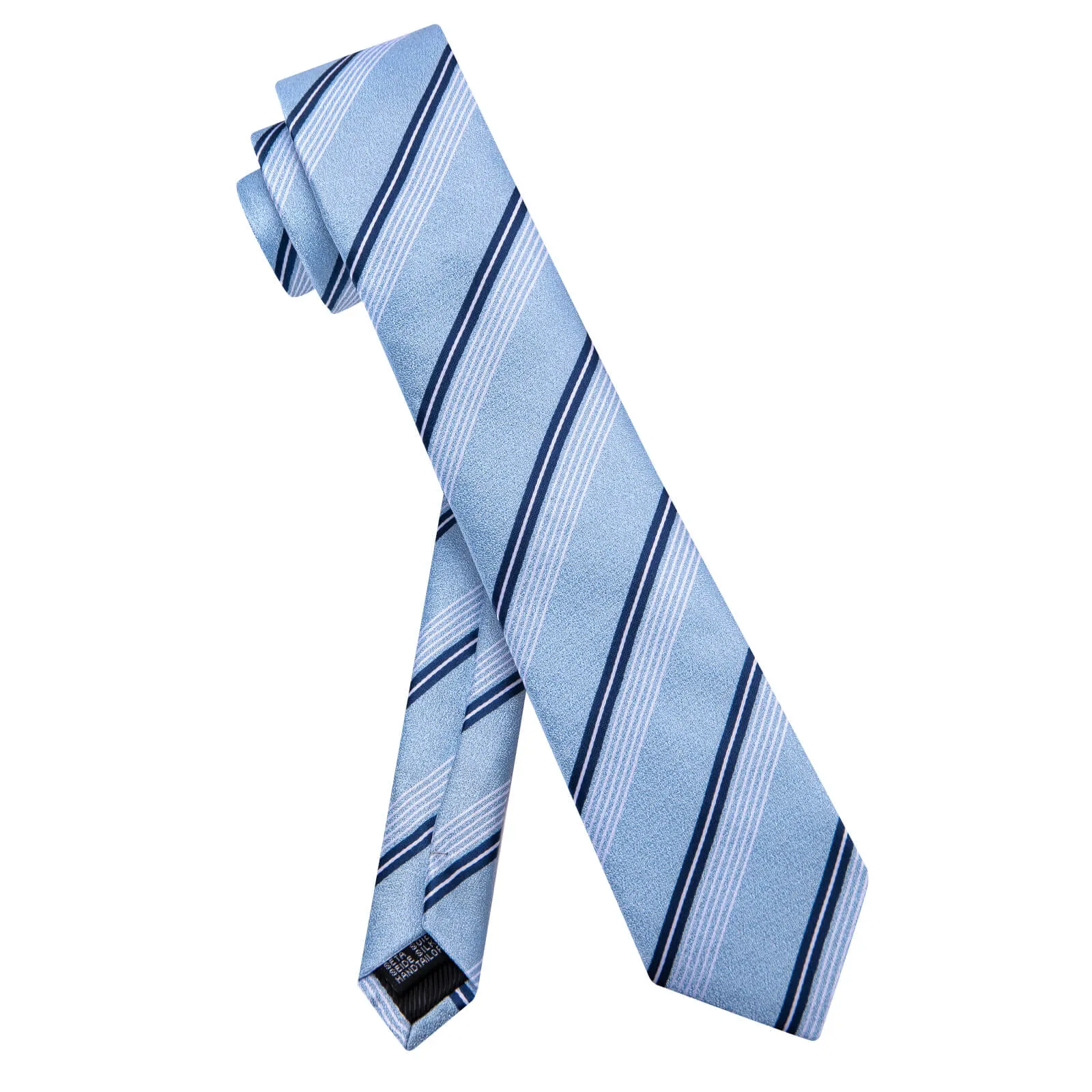 Ties2you Light Blue Striped Necktie Pocket Square Cufflinks Set sold by Ties2You product image thumbnail 4