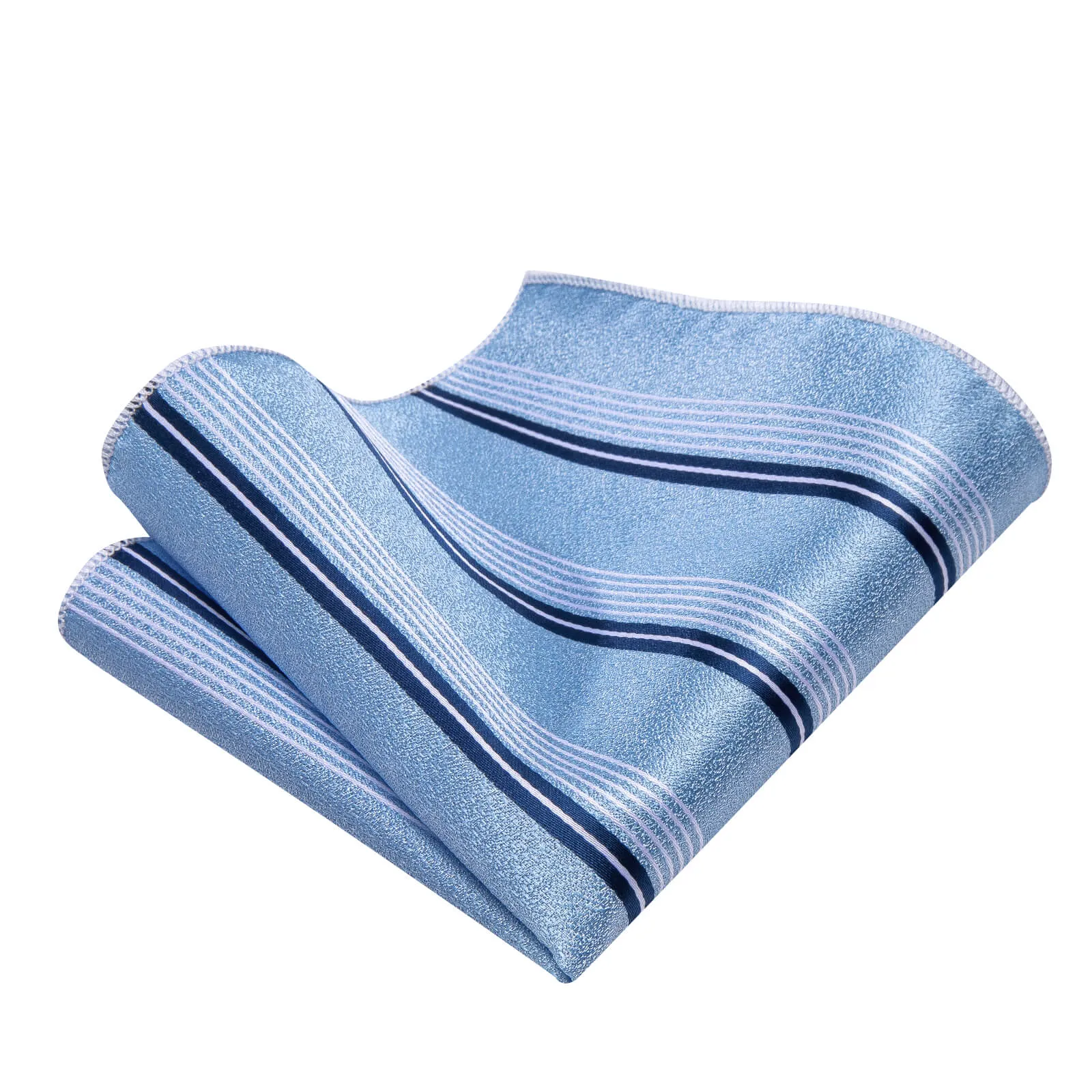 Ties2you Light Blue Striped Necktie Pocket Square Cufflinks Set sold by Ties2You product image thumbnail 2