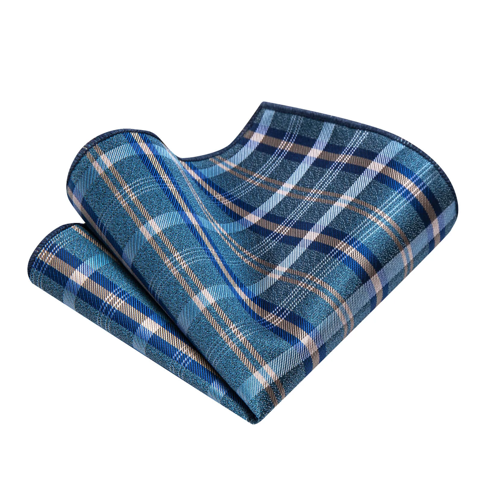 Ties2you Dark Turquoise Tan Striped Necktie Hanky Cufflinks Set sold by Ties2You product image thumbnail 2