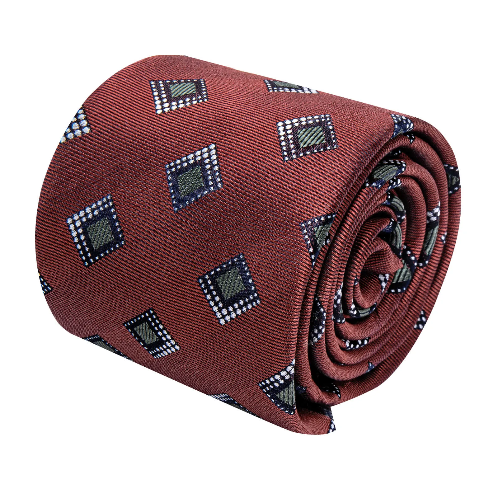Ties2you Dark Red Grey Necktie Pocket Square Cufflinks Set sold by Ties2You product image thumbnail 3