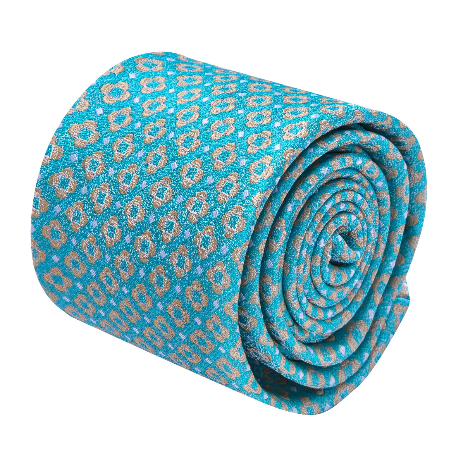 Ties2you Pale Blue Tie Tan Floral Pattern Silk Mens Necktie Set sold by Ties2You product image thumbnail 3