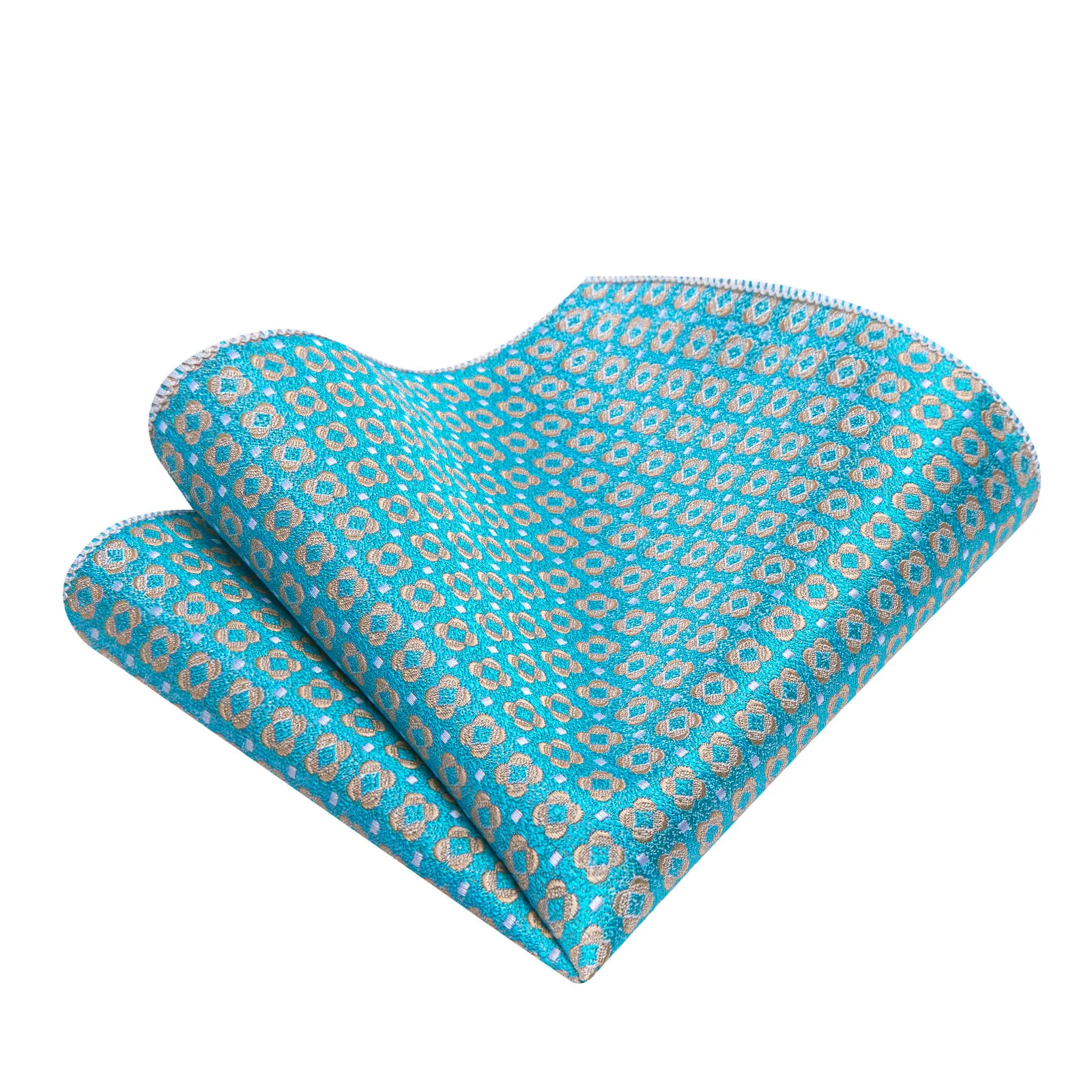 Ties2you Pale Blue Tie Tan Floral Pattern Silk Mens Necktie Set sold by Ties2You product image thumbnail 2