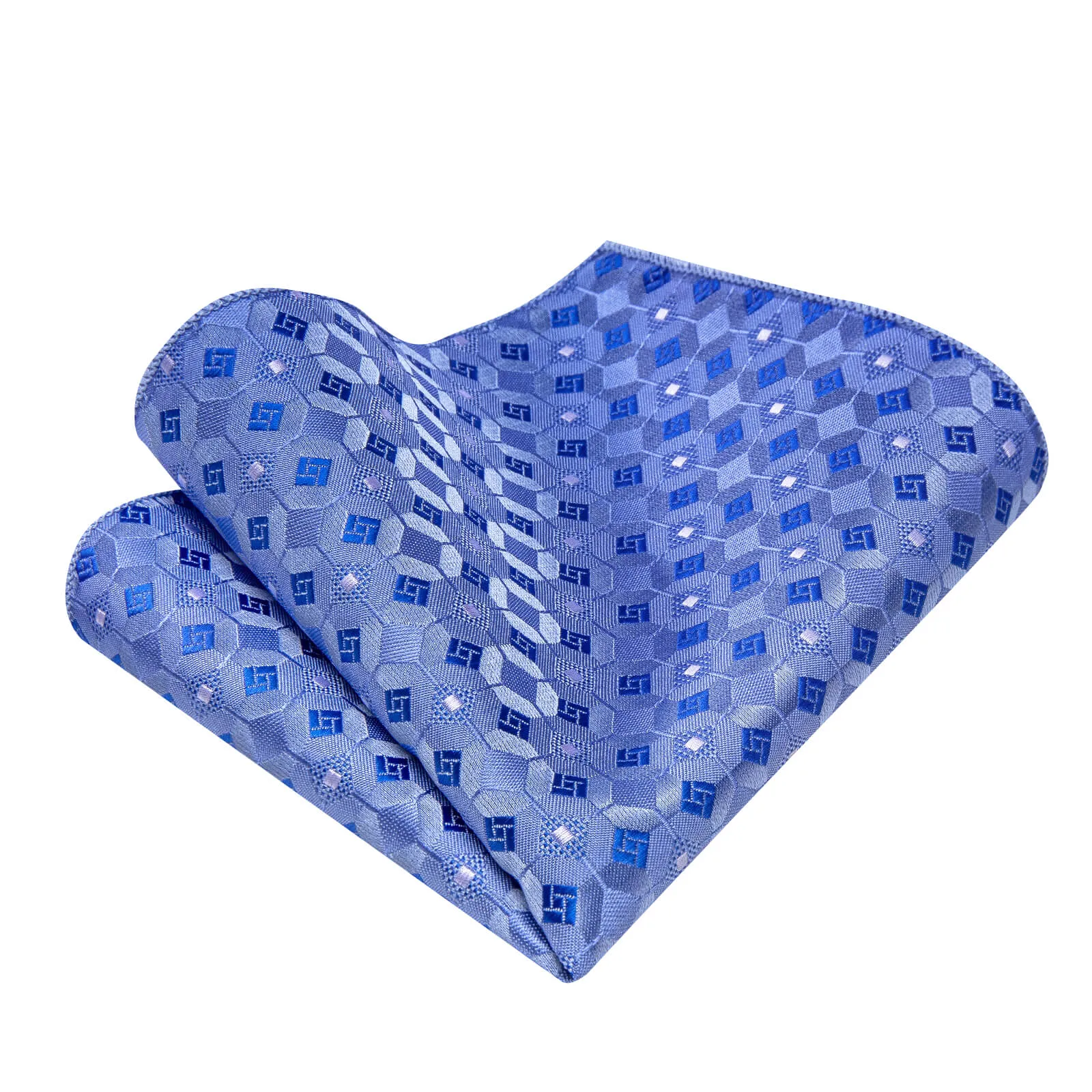 Ties2you Steel Blue Plaid Pocket Square Cufflinks Necktie Set Wedding sold by Ties2You product image thumbnail 2