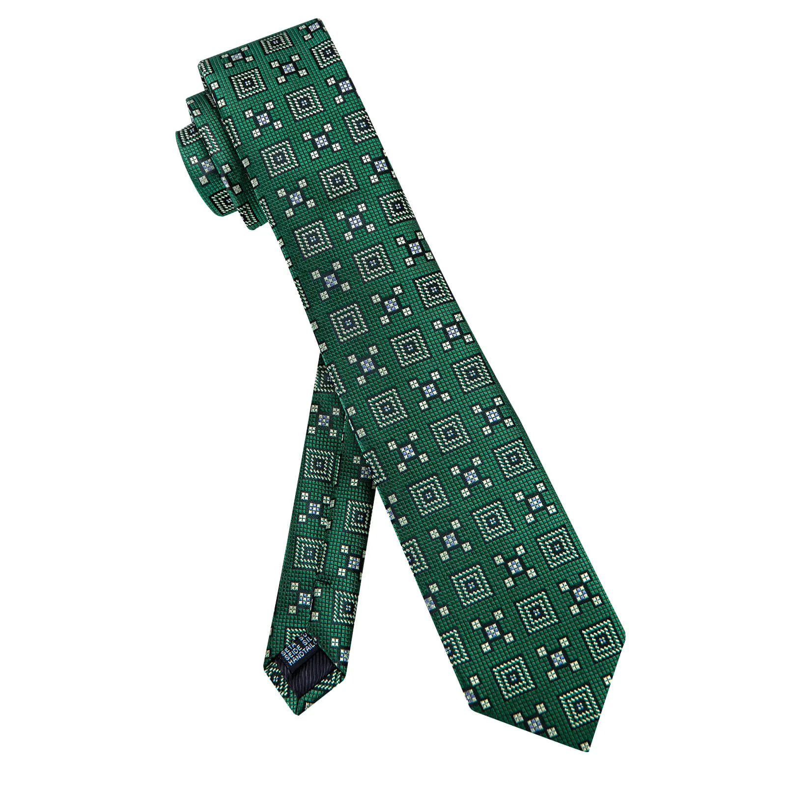 Ties2you Dartmouth Green Geometric Necktie Pocket Square Cufflinks Set sold by Ties2You product image thumbnail 4