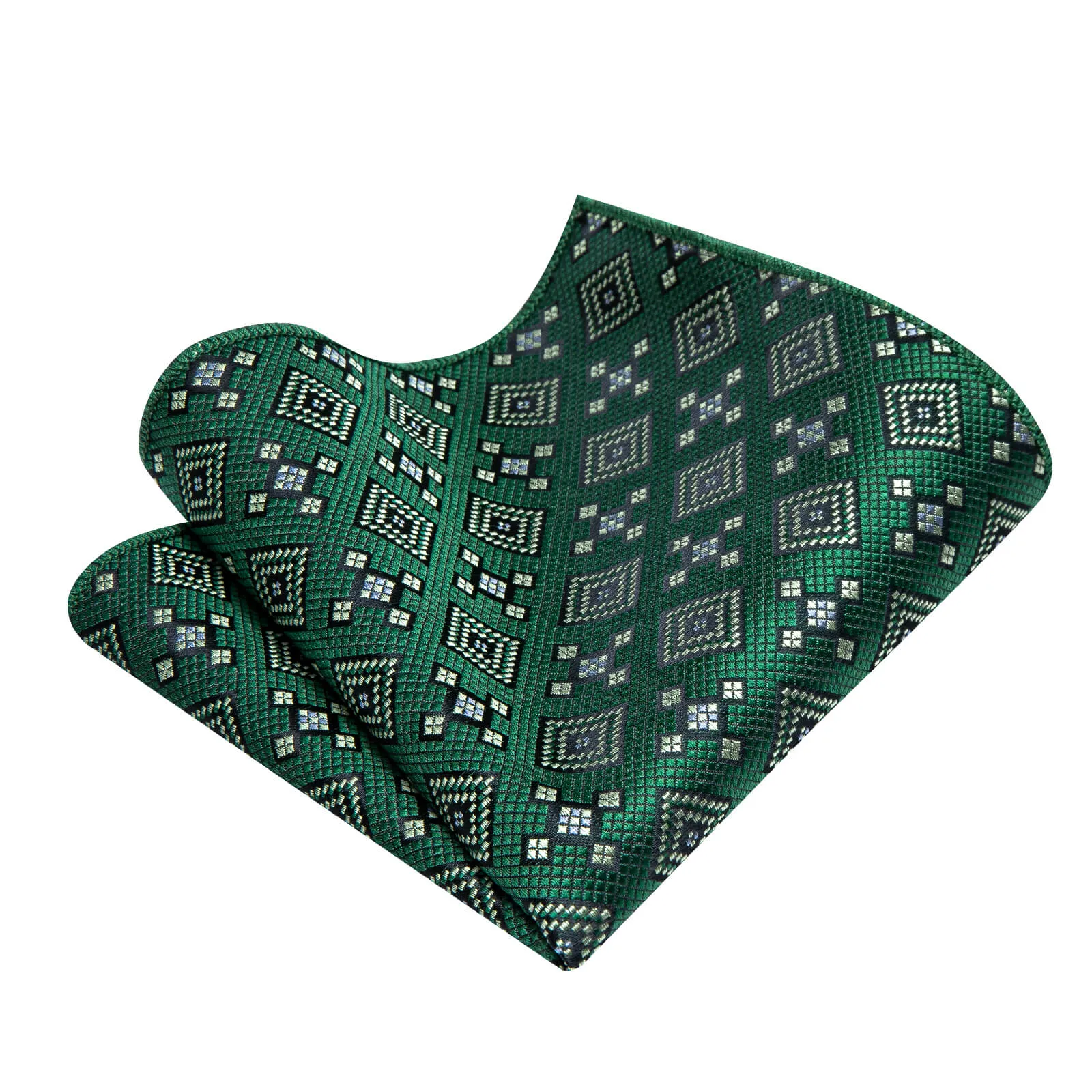 Ties2you Dartmouth Green Geometric Necktie Pocket Square Cufflinks Set sold by Ties2You product image thumbnail 2